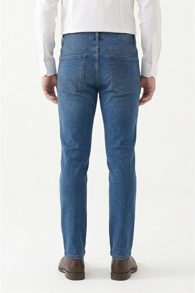 Erkek Koyu Mavi Slim Fit Kot Pantolon