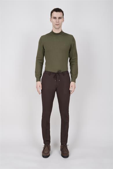 Erkek Kahverengi Bağcıklı Casual Pantolon