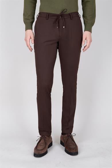 Erkek Kahverengi Bağcıklı Casual Pantolon