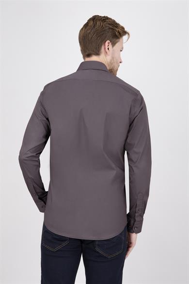 Erkek Slim Fit Kahverengi Gömlek