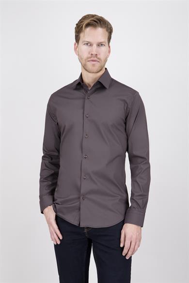 Erkek Slim Fit Kahverengi Gömlek