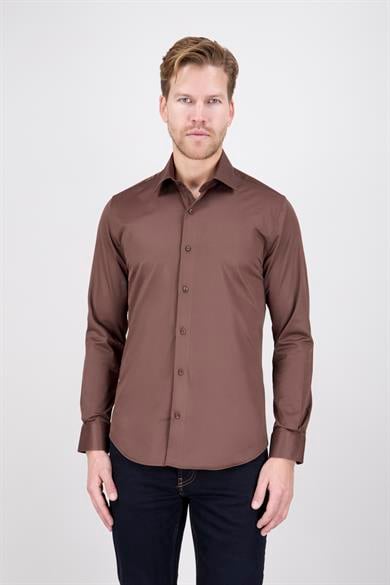 Erkek Slim Fit Kahverengi Gömlek