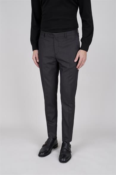 Erkek Slim Fit Sivri Yaka Kahverengi Yelekli Takım Elbise