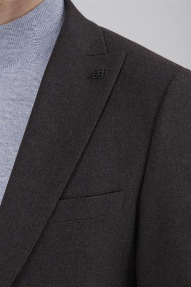 Erkek Slim Fit Mono Yaka Kahverengi Ceket