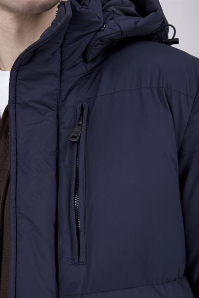 Erkek Kapşonlu Lacivert Şişme Mont