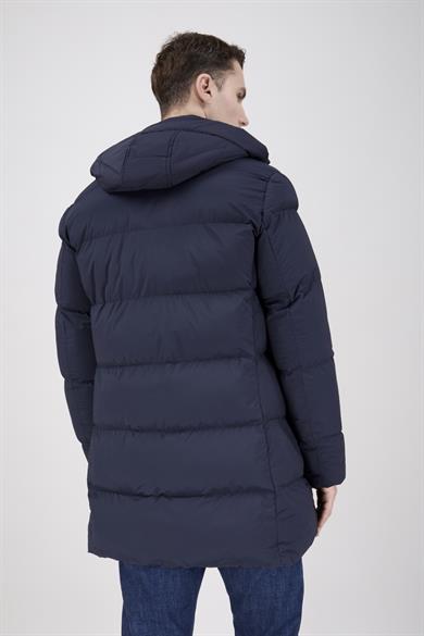 Erkek Kapşonlu Lacivert Şişme Mont