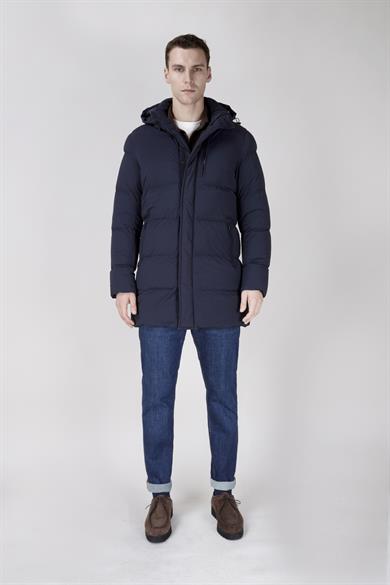 Erkek Kapşonlu Lacivert Şişme Mont