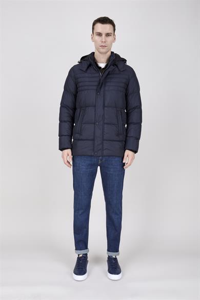 Erkek Kapşonlu Siyah Şişme Mont