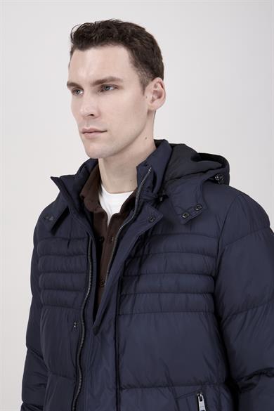 Erkek Kapşonlu Siyah Şişme Mont