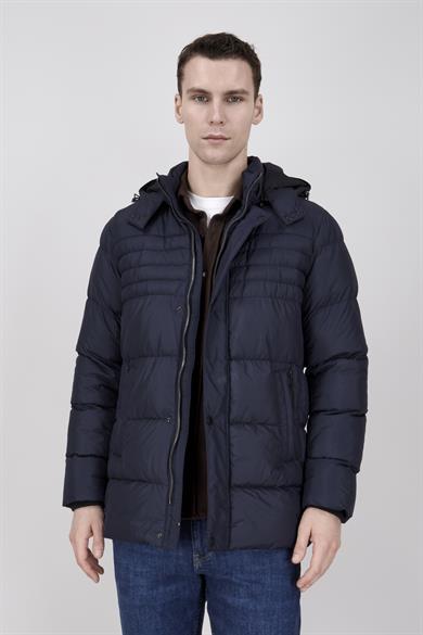 Erkek Kapşonlu Siyah Şişme Mont