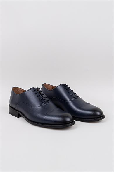 Erkek Lacivert Hakiki Deri Klasik Ayakkabı