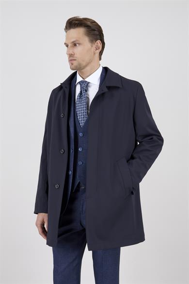 Erkek Lacivert Uzun Palto