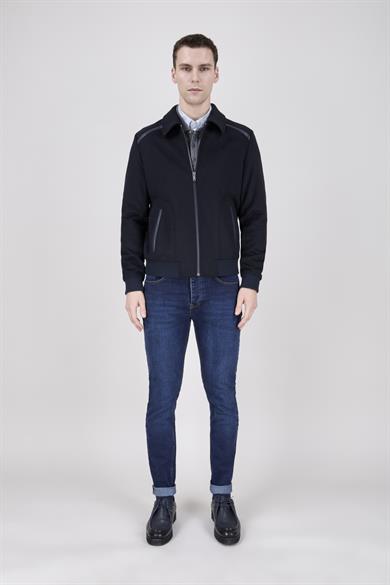Erkek Lacivert Kaşe Mont