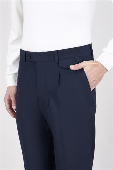 Erkek Lacivert Tek Pileli Pantolon