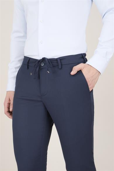 Erkek Lacivert Bağcıklı Casual Pantolon