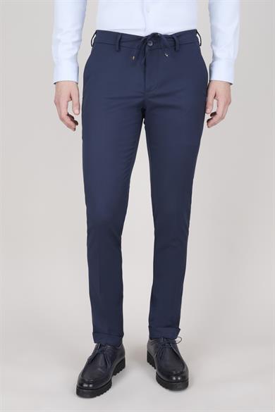 Erkek Lacivert Bağcıklı Casual Pantolon