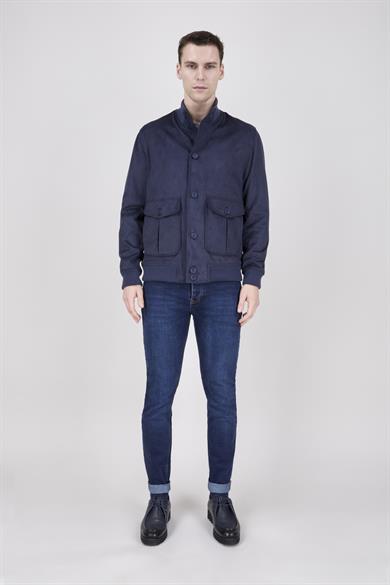 Erkek Lacivert Süet Casual Ceket