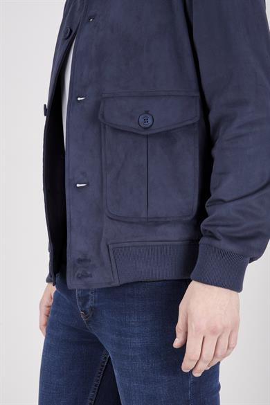 Erkek Lacivert Süet Casual Ceket