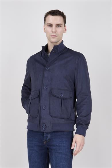 Erkek Lacivert Süet Casual Ceket