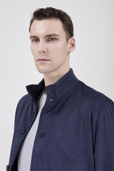 Erkek Lacivert Süet Casual Ceket