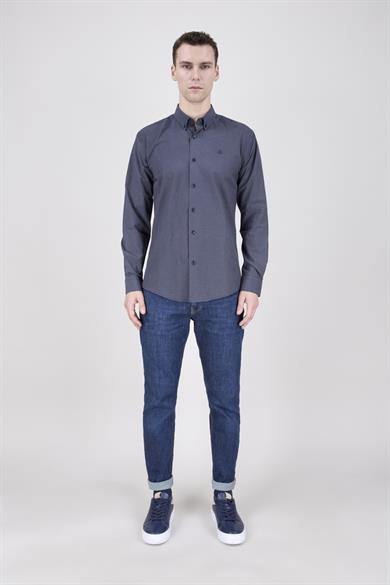 Erkek Slim Fit Lacivert Gömlek