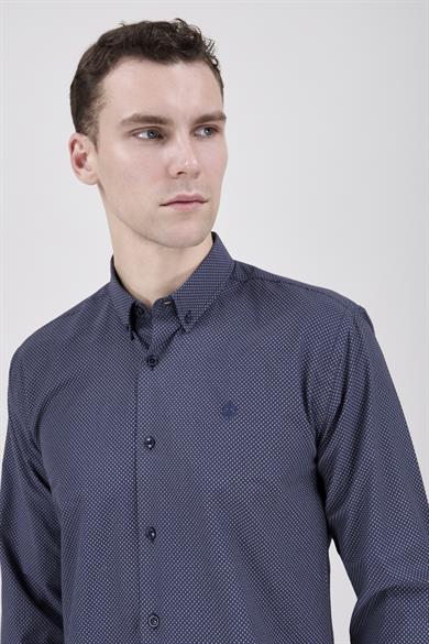 Erkek Slim Fit Lacivert Gömlek