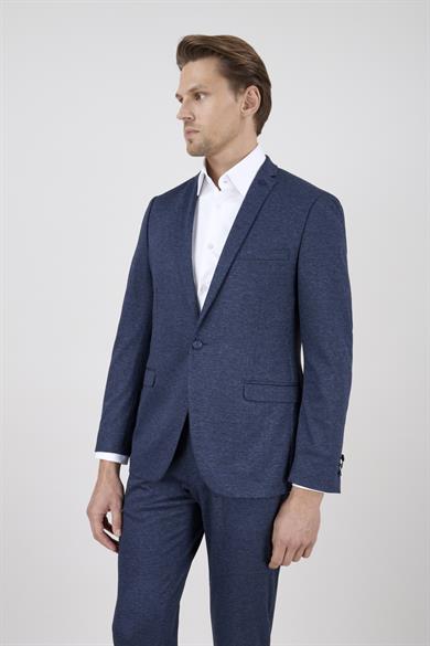 Erkek Slim Fit Mono Yaka Lacivert Takım Elbise