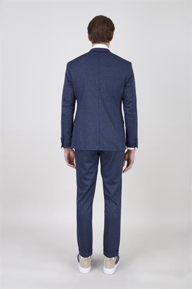 Erkek Slim Fit Mono Yaka Lacivert Takım Elbise