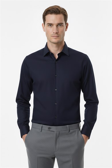 Erkek Slim Fit Lacivert Gömlek