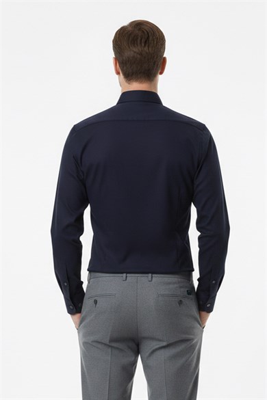 Erkek Slim Fit Lacivert Gömlek