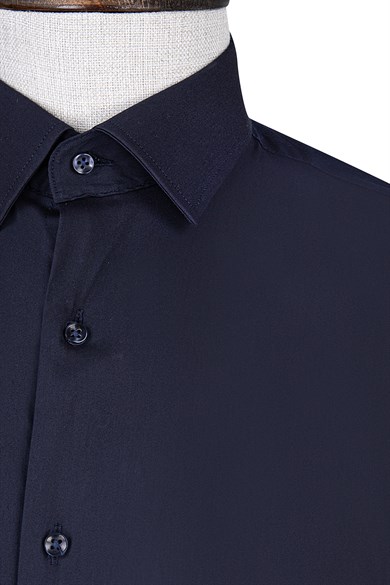 Erkek Slim Fit Lacivert Gömlek