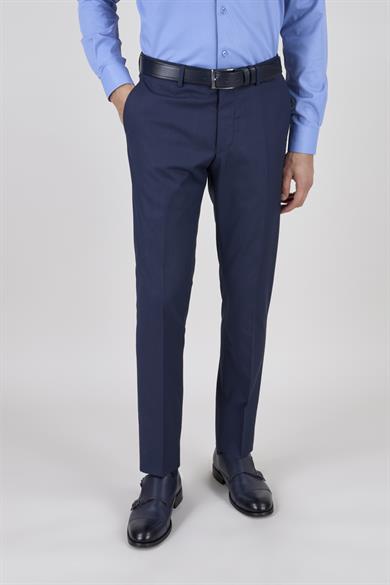 Erkek Slim Fit Sivri Yaka Lacivert Kruvaze Takım Elbise
