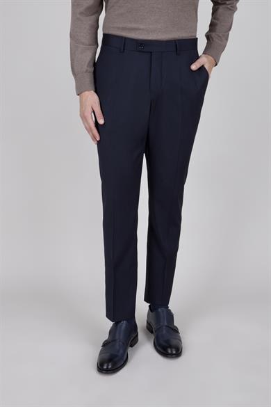 Erkek Slim Fit Mono Yaka Lacivert 8 Drop Yelekli Takım Elbise