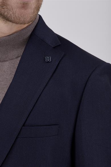 Erkek Slim Fit Mono Yaka Lacivert 8 Drop Yelekli Takım Elbise