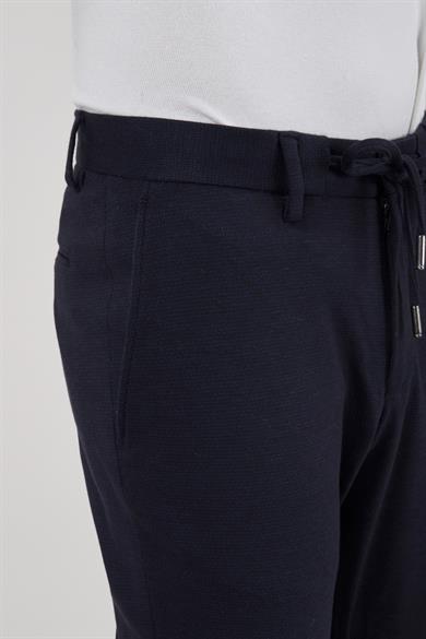 Erkek Lacivert Slim Fit Bağcıklı Pantolon