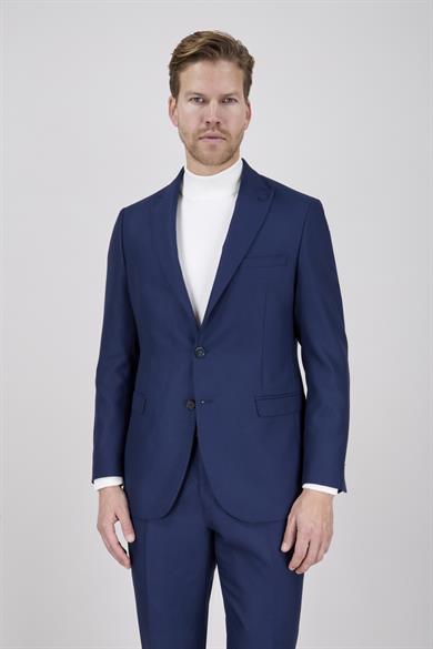 Erkek Slim Fit Sivri Yaka Puntolu Lacivert Yarım Astar Takım Elbise
