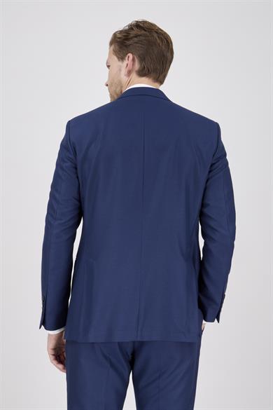 Erkek Slim Fit Sivri Yaka Puntolu Lacivert Yarım Astar Takım Elbise