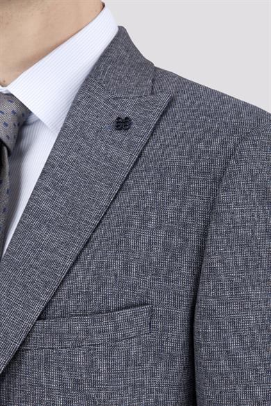 Erkek Slim Fit Sivri Yaka Lacivert Ceket