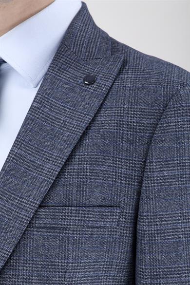 Erkek Slim Fit Mono Yaka Lacivert Ceket