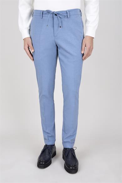 Erkek Mavi Bağcıklı Casual Pantolon