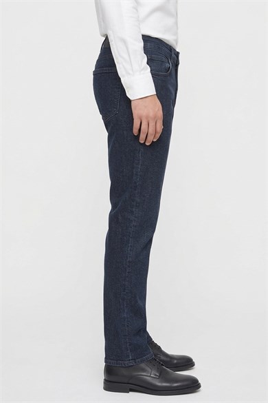 Erkek Mavi Siyah Slim Fit Kot Pantolon