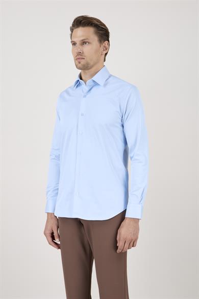 Erkek Mavi Slim Fit Gömlek