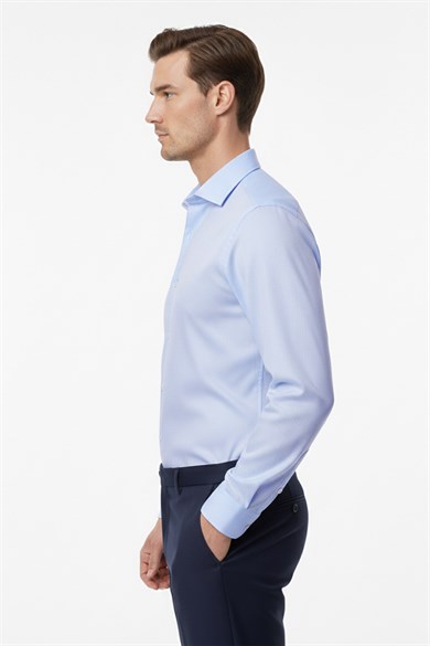 Erkek Slim Fit Mavi Gömlek