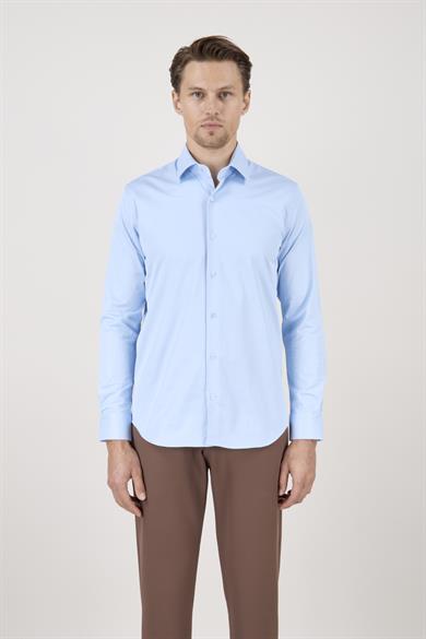 Erkek Mavi Slim Fit Gömlek