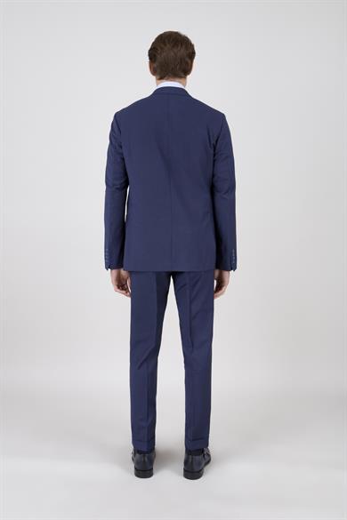 Erkek Slim Fit Mono Yaka Puntolu Parlement Torba Cep Yarım Astar Takım Elbise