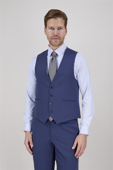 Erkek Slim Fit Sivri Yaka Parlement Yelekli Takım Elbise