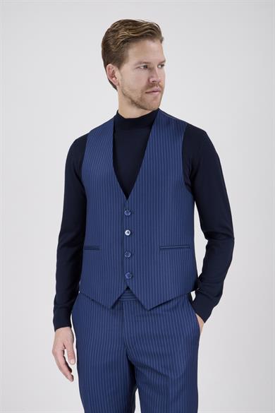 Erkek Slim Fit Sivri Yaka Parlement Yelekli Takım Elbise