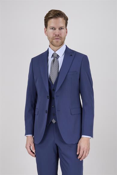 Erkek Slim Fit Sivri Yaka Parlement Yelekli Takım Elbise