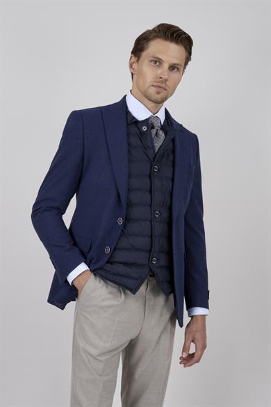 Erkek Slim Fit Mono Yaka Parlement Ceket