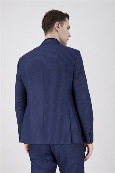 Erkek Slim Fit Sivri Yaka Parlement Yelekli Takım Elbise